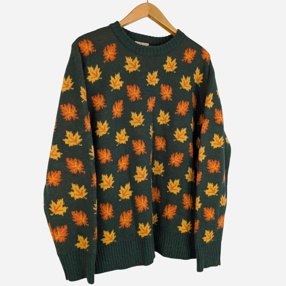 Kiel James Patrick Maple Leaf Fall Sweater Forest Green XXL - Picture 4 of 8
